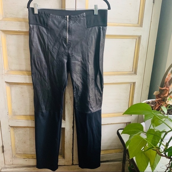 Sandro Black Leather Front Zip Trousers - Picture 1 of 10